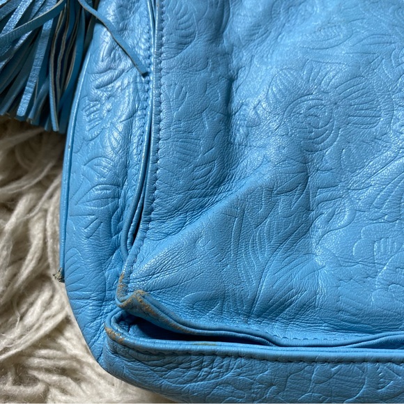 LOEWE Flamenco Sly blue  Leather Shoulder Bag - Picture 4 of 16